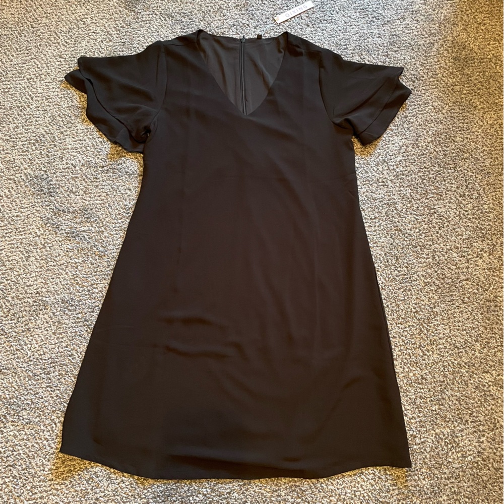 NWT! Black Flutter Sleeve Sheath Dress